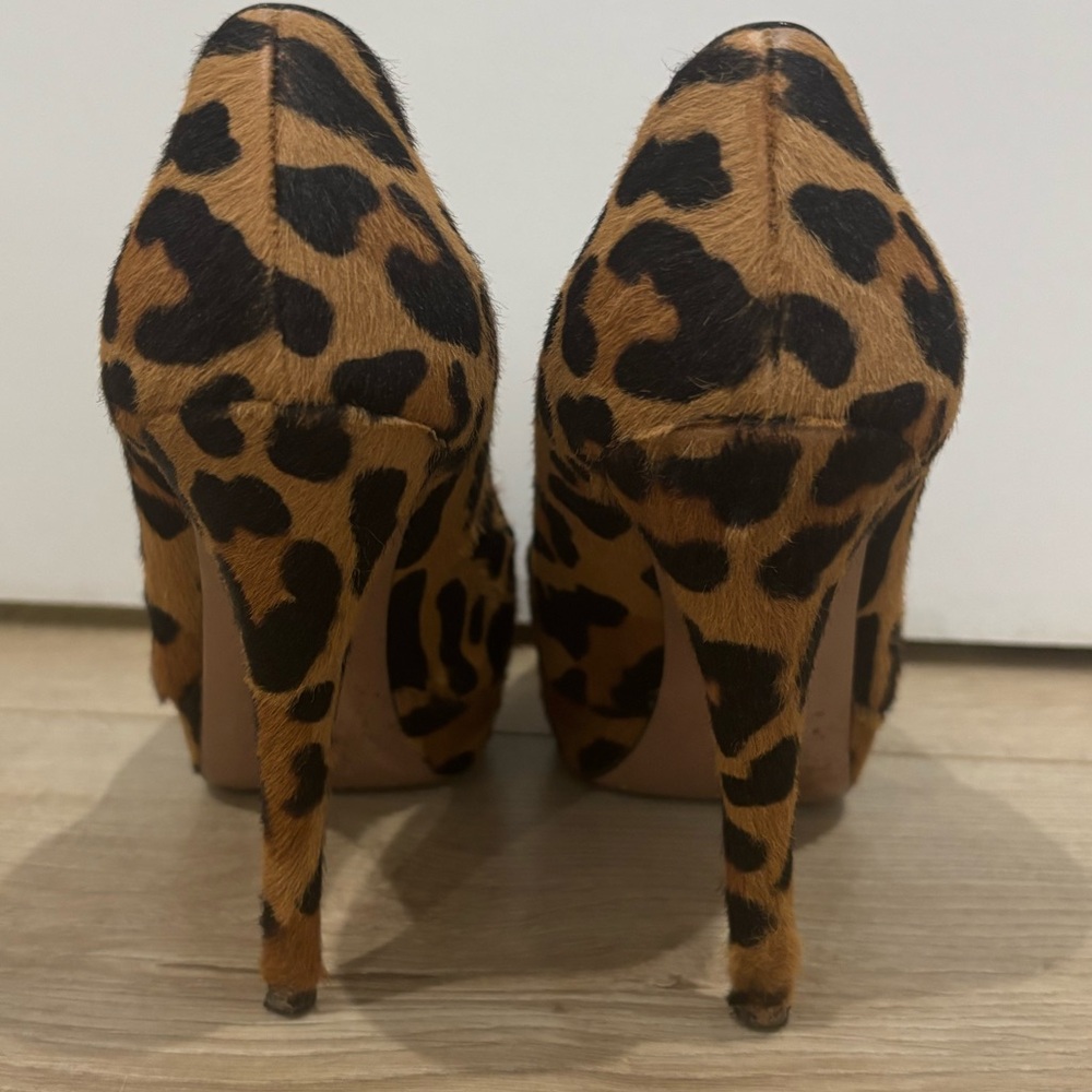 Prada Tan and Black Leopard Print Heels - Picture 3 of 7